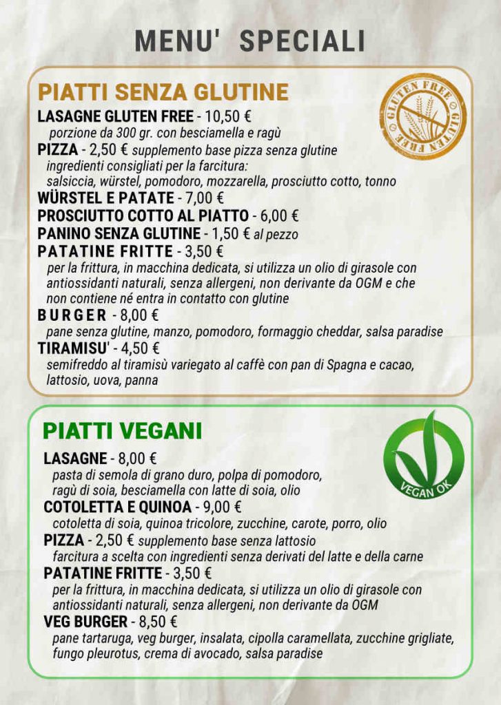 menu senza glutine vegano